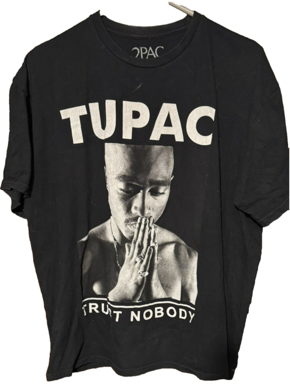Tupac Shakur Trust Nobody Distressed t-shirt Black Men sz XL